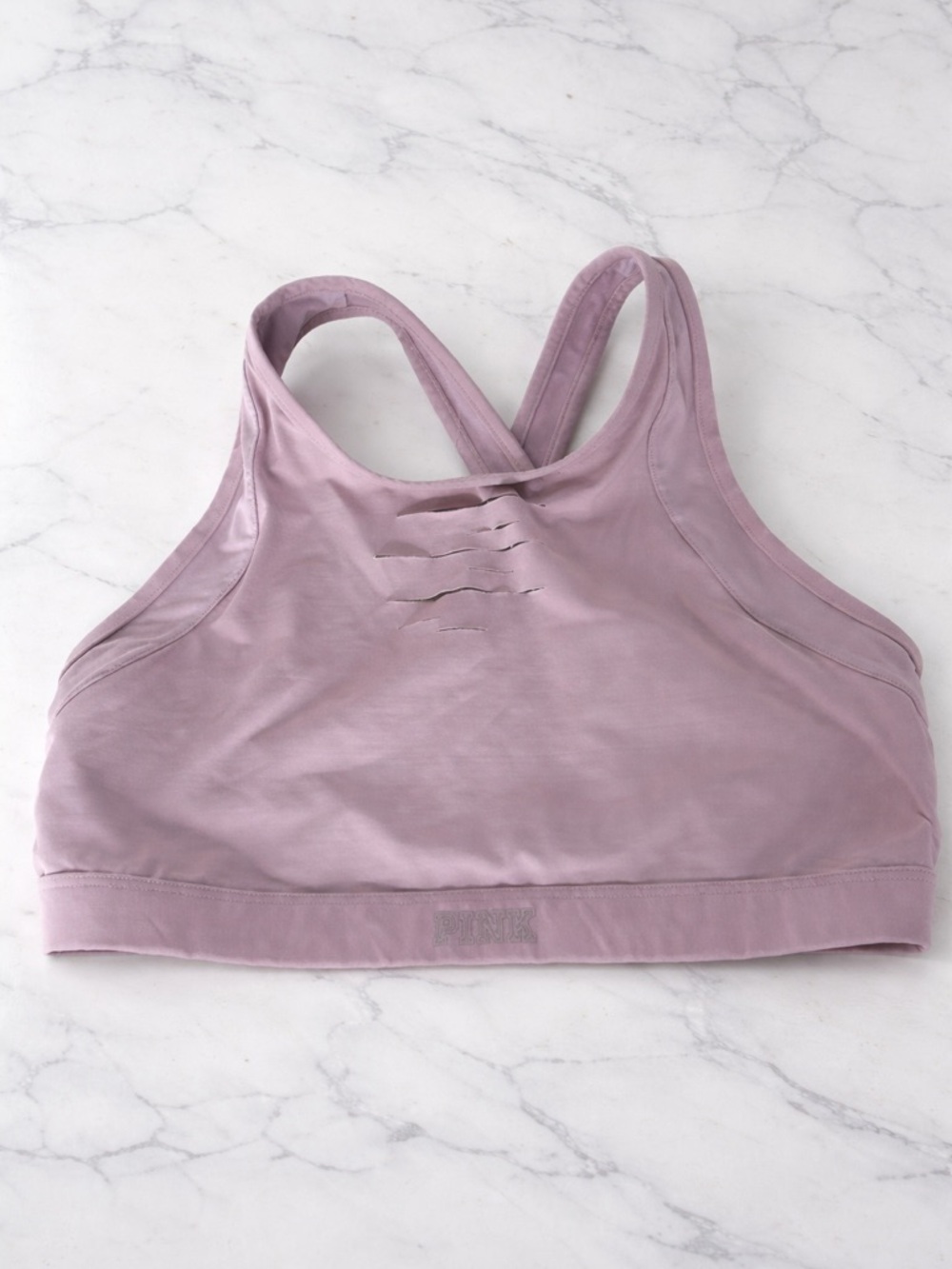 PINK Mauve Cross-Back Sports Bra Size L